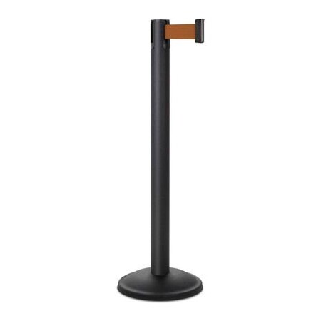 Lavi Industries Lavi Industries Basic Retractable Belt Barrier, 38-1/2" Black Wrinkle Post, 7' Bronze Belt 26-20400WB/BZ